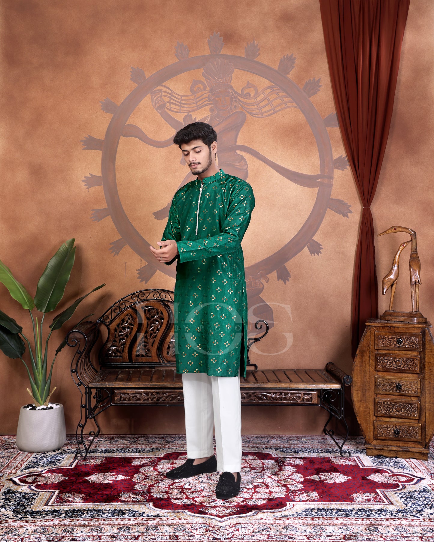 BANDHANI JAQUARD KURTA