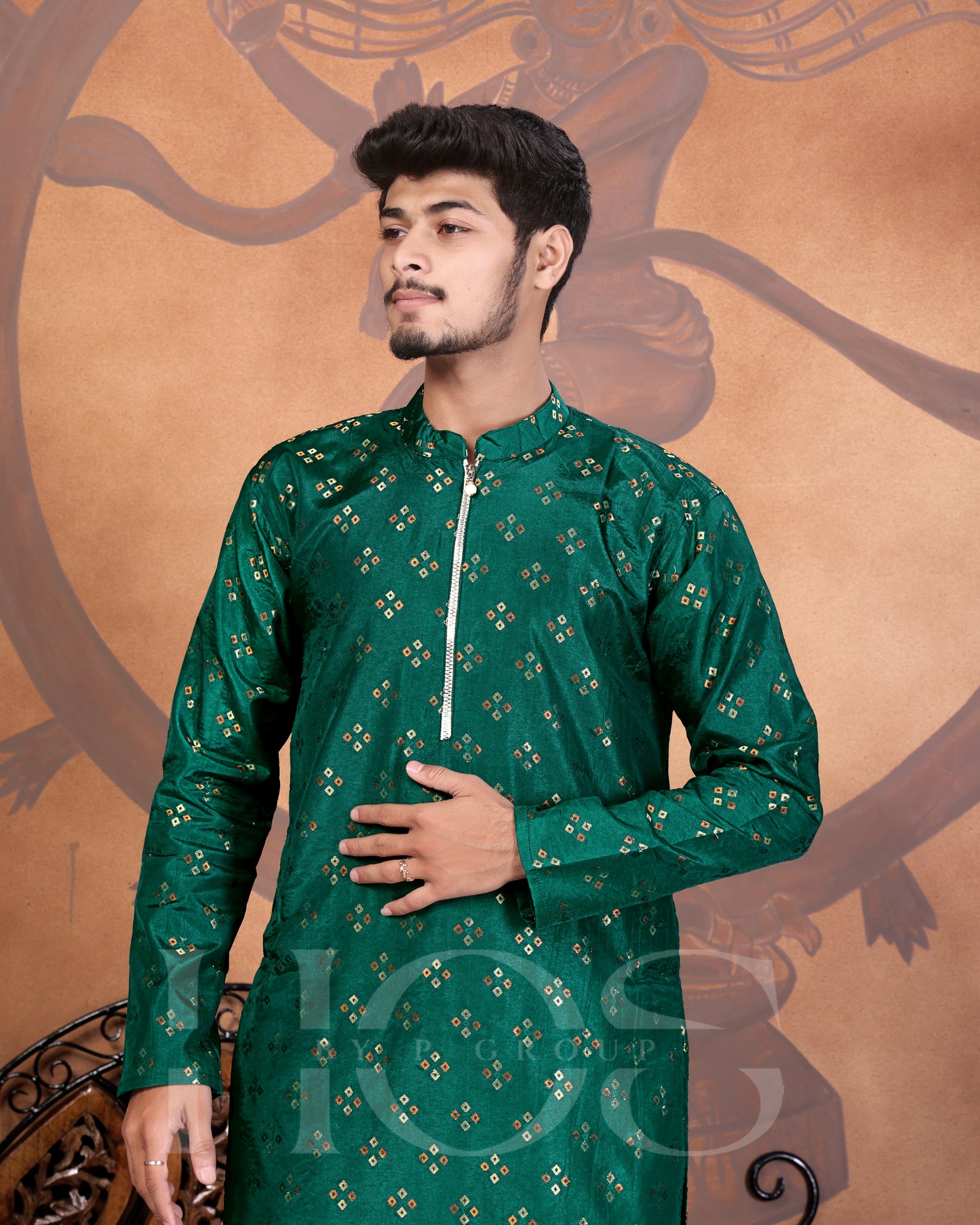 BANDHANI JAQUARD KURTA