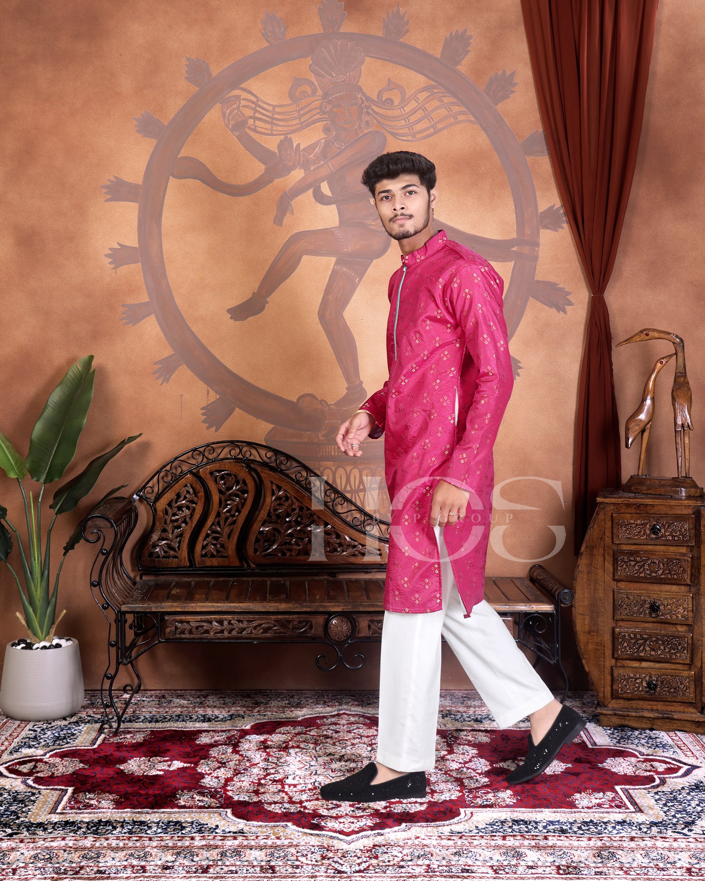 BANDHANI JAQUARD KURTA