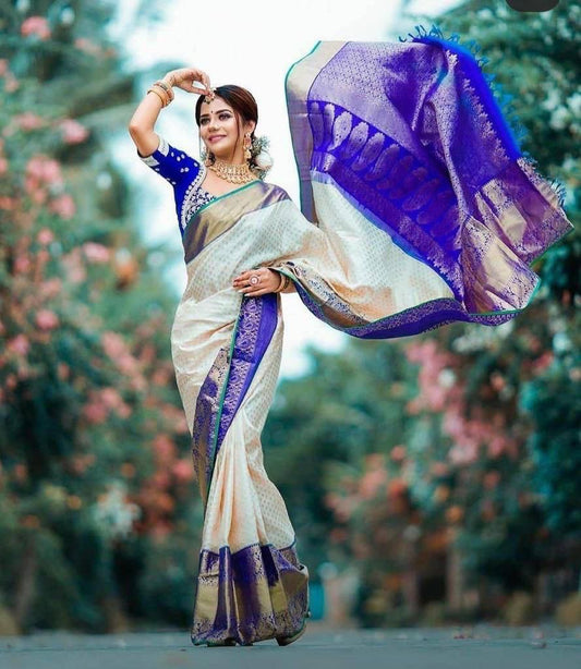 BLUE ATLANTIS SILK SAREE