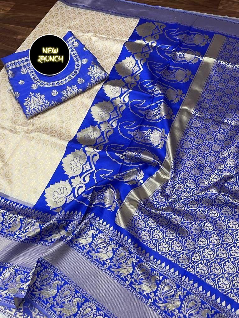 BLUE ATLANTIS SILK SAREE