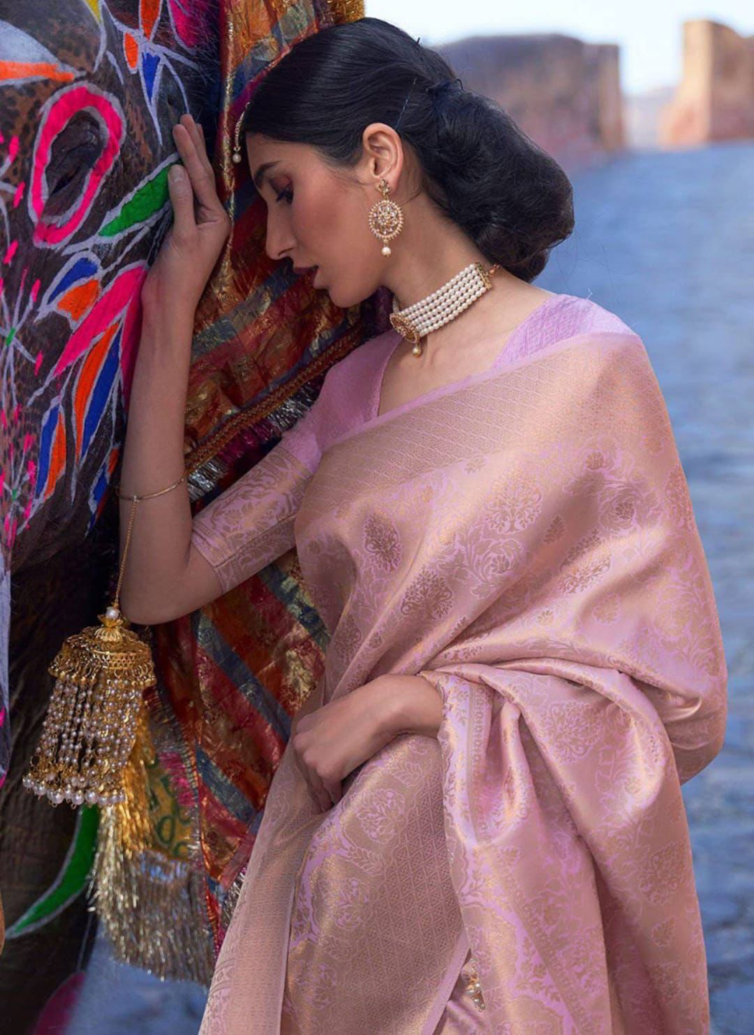 PASTEL PINK SILK SAREE